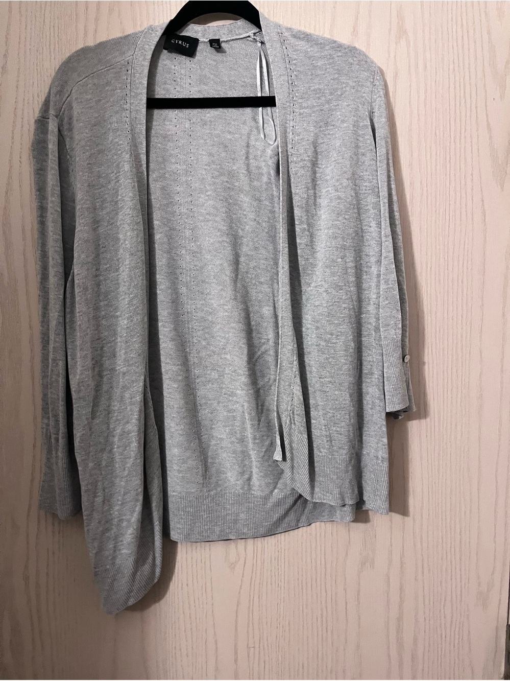 Cyrus Light Gray Open-Front Knit Cardigan